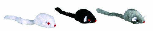 3 x Plush Mice, Cat Toy, with Catnip, 5 cm