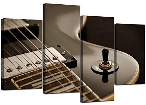 Large Black Electric Guitar Canvas Wall Art Pictures XL Prints 4125