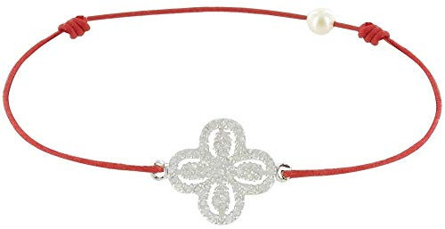 LES POULETTES BIJOUX - Bracelet Lien Argent 925 Fleur de Strass - Classics - Rouge