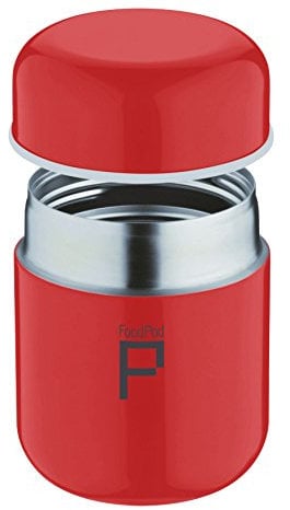 Drink Pod Stainless Steel Vacuum Insulated Leak-Proof Food Pod Capsule Flask 6 Hours Hot 24 Hours Cold, Red, 280ml