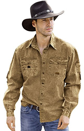 SCIPPIS Cowra Shirt Herren Outdoor-Hemd aus robuster Baumwolle – Canvas Freizeithemd mit Brusttaschen, Langarm (DE/NL/SE/PL, Alphanumerisch, M, Regular, Regular, Braun)