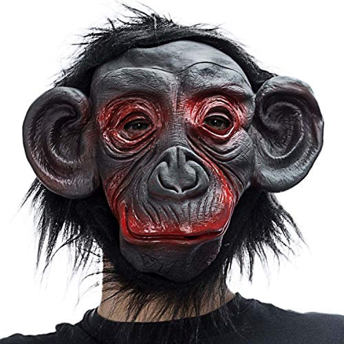 GOODS+GADGETS Schimpansen Gorilla-Maske aus Latex - Tiermaske für Halloween Kostüm und Karnevall Verkleidung Mit Täuschend Echten Haaren