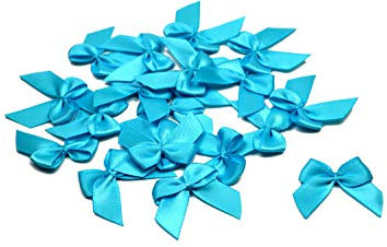 20 Stück Satinschleifen 2,5x3cm (türkis 340) // Deko Schleifen für Hochzeit Taufe Kommunion Applikation Streudeko einfarbig