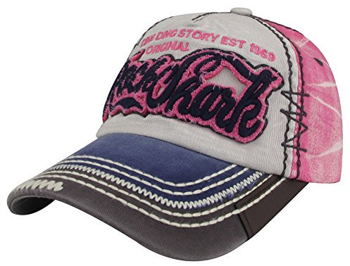 MINAKOLIFE Herren Rock Shark bekümmert Baumwolle Bestickt Baseball Kappe Snapback Trucker Hut (rosa)