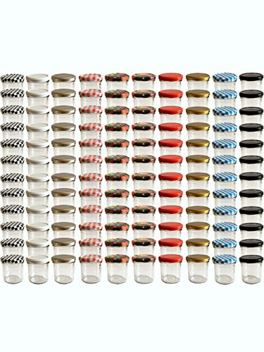 hocz 25x Marmeladengläser 167 ml Set | Deckel Obst TO 66 | mit Etiketten NZ | Einmachgläser mit Schraubdeckel zum befüllen | Sturzgläser für Marmelade Schraubgläser | leere Gläser | 25 Stück