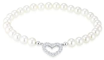 Elli Armband Damen Herz mit Zirkonia Kristalle Muschelkernperle in 925 Sterling Silber