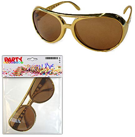 PARTY DISCOUNT ® Coole Brille Gold - Elvis, Rapper, Hippie & Co.