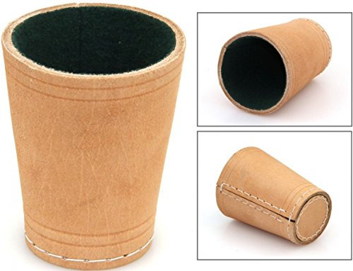 Würfelbecher PREMIUM 9, Leder natur, innen grüner Filz
