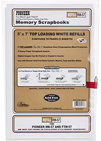 Pioneer Photo Albums Scrapbook Pages, Polypropylene (PP), White, 5x7