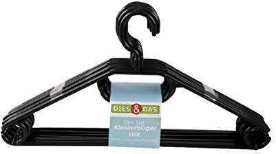 100 Kleiderbügel Kunststoff Schwarz mit Antirutschrillen Made in Germany