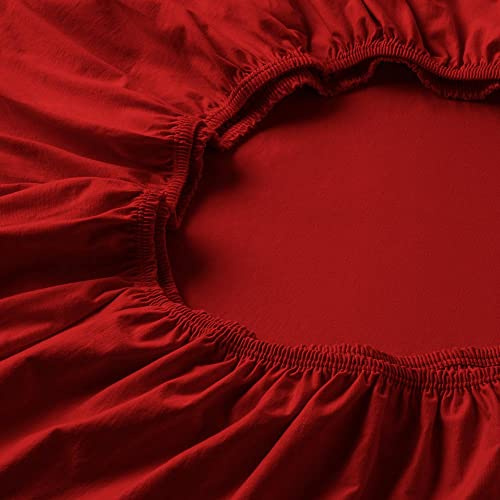ESTELLA Spannbetttuch Zwirnjersey | Purpur | 100x200 cm | bügelfreie & trocknerfeste Qualität | Rundumgummi | 97% Baumwolle