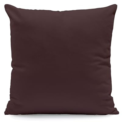 Hans-Textil-Shop Kissenbezug 80×80 cm Braun Uni – 100% Baumwolle Linon, schadstoffgeprüft, Made in Europe – Kissenhülle mit verdecktem Reißverschluss