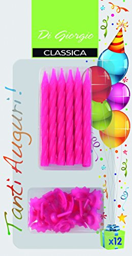 Cereria di Giorgio 5433 Candeline a Spirale con Supporto Colori Fluo, Multicolore