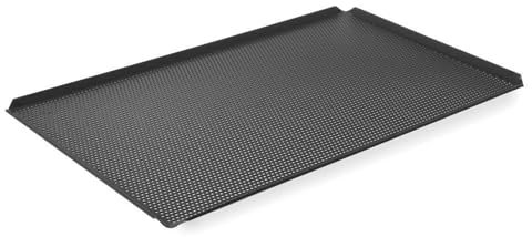 HENDI Backblech mit Teflon Antihaft Beschichtung, lochbackblech, lochblech, Temperaturbeständig bis 250°C, mit 4 Aufkantungen, Gelocht, GN 1/1, 530x325x(H)10mm, Aluminium