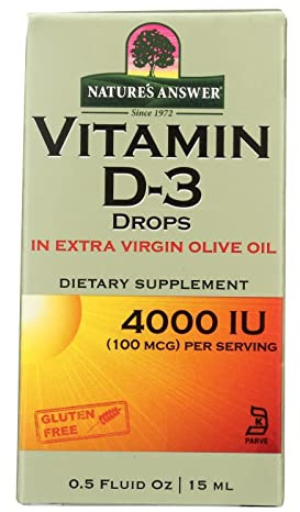 Nature's Answer Vitamin D-3 Drops | Blended with Extra Virgin Gold Olive Oil | Quickly Absorbed into Body | No Fillers, No Soy, Yeast Sugar, Milk or Preservatives 0.5oz