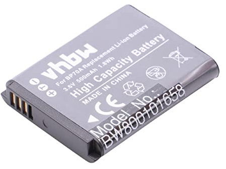 vhbw Replacement Battery compatible with Samsung DV180F, ES65, ES70, ES71, ES73, ES74, ES75, ES78, ES80, ES90 Camera DSLR (500mAh, 3.6V, Li-Ion)