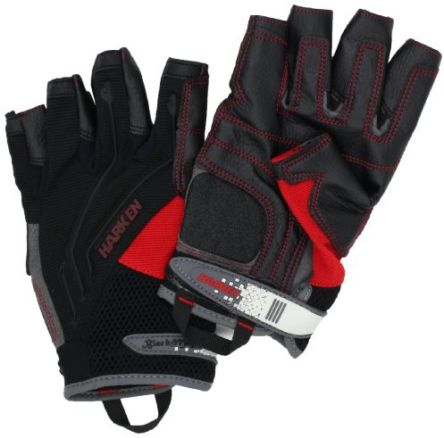HARKEN Premium Sailing Protective Gloves Men's 3/4 Finger Reflex, Black, Large, Model 2083L