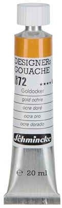 Schmincke - Designers Gouache, Goldocker, 20 ml-Tube, 25 672 007, streifenfreier Auftrag, maximal deckend, farbintensiv und samtmatt