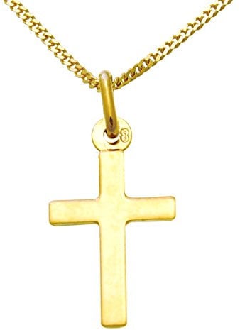 Alexander Castle Small Plain Solid 9ct Gold Cross Necklace for Women & Children Cross Necklace Pendant with 18 9ct Gold Chain & Jewellery Gift Box - 22mm x 12mm