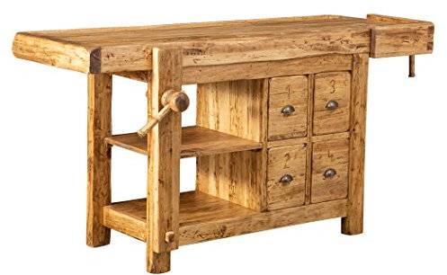 Biscottini Tavolo alto da lavoro 184x92x74 cm Made in Italy | Isola cucina piano lavoro legno massello | Bancone cucina | Piano lavoro cucina legno
