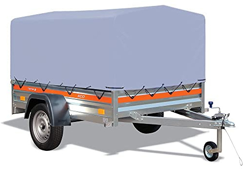 Tema Remorque bâchée basculante 125 X 205 X H110 Gris | Le plateau inclinable facilite le chargement tandis que la bâche maintient le contenu à l'abri pendant le transport.