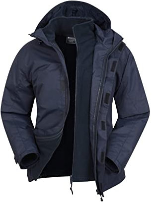 Mountain Warehouse Fell 3-in-1 Herren-Outdoor-Jacke - Wasserdichte, Atmungsaktive Regenjacke, Multifunktions-Camping-Jacke Marine Large