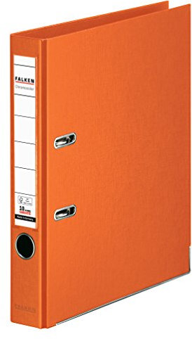 Original Falken Chromocolor Premium-Ordner. Made in Germany. Kunststoffbezug außen und innen 5 cm breit DIN A4 orange Ringordner Aktenordner Briefordner Büroordner Plastikordner Schlitzordner