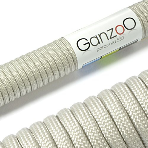 Ganzoo Paracorde 550, 4mm Corde, 30 Mètres, Polyester, Type 3-7 brins intérieurs, Le Bricolage de Laisse de Chien Collier Bracelet, Camping Survie et Outdoor Corde à Tout Faire, Gris Noble