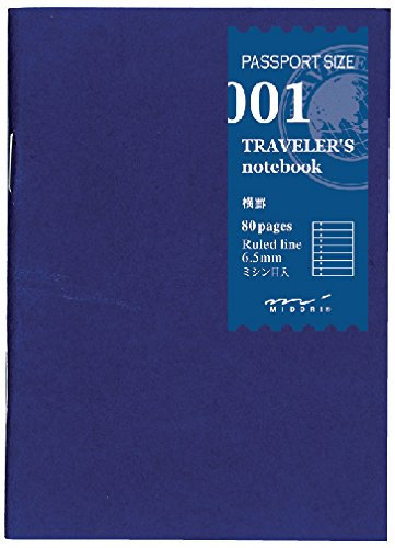 Midori liniertes Notizbuch Nachfüllpackung Midori 001 für Traveler's Notebook Reisepass-Größe