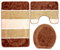 Orion Badgarnitur 3 TLG. Set 60x100 cm, farbig gestreift, WC Vorleger mit Ausschnitt für Stand-WC (braun beige Creme)