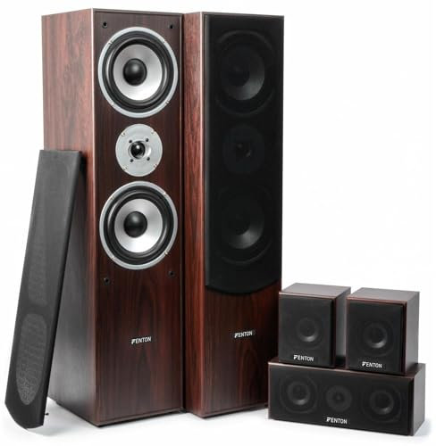 Fenton HF5W Home Cinema 5.0 - Noce 335 Watt, Confezione da 5 altoparlanti Home Cinema, ideale per film e musica