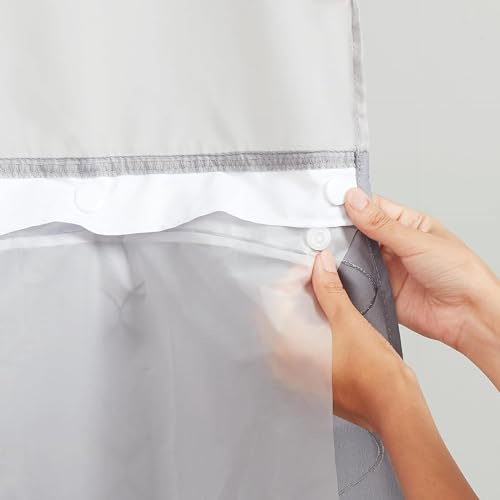 Hookless Peva Shower Curtain Snap, Fabric Replacement Liner, Polyester, Vanilla