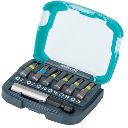 wolfcraft 2979000 Coffret de 7 pièces ph 2 / pz 2 /TX 10/15 / 20/25 + Porte Embouts magnétique 60 mm, Multicolore