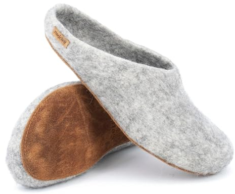 Magicfelt Filz-Hausschuh 713 aus 100% seltenen Wollen | Pantoffel für Damen & Herren mit hochwertiger Rinds-Sohle - Made in Tirol