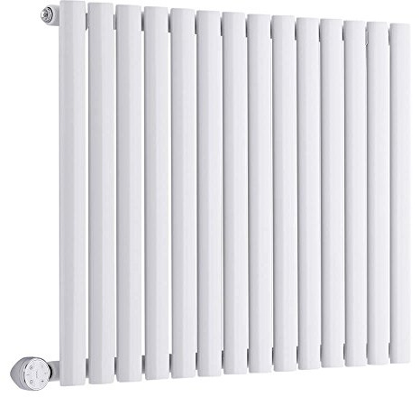 MILANO 800W White Horizontal Single Oval Panel Electric Radiator 635x826mm | Steel Construction. Generous Heat Output. Contemporary Style. Single Panel Design. WiFi Control. Hardwired Installation.
