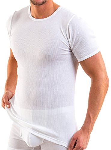 HERMKO 3842 Herren Kurzarm Shirt Doppelripp aus Bio-Baumwolle, 1/4- Arm Unterhemd