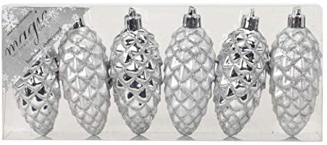 ROLLER Christbaumschmuck - silber - 6 Zapfen - 9 cm