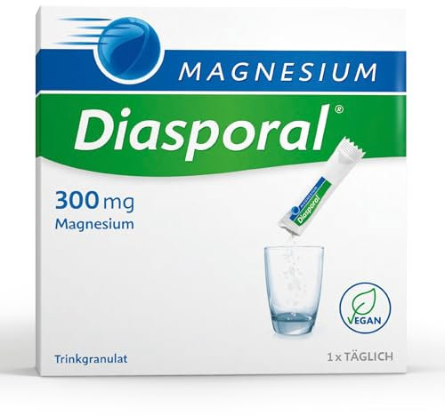 Magnesium-Diasporal 300 mg Trinkgranulat Sticks | Hochdosiertes Magnesiumcitrat | Bei Muskelkrämpfen durch Magnesiummangel | Leichter Orangengeschmack | Vegan laktose- und glutenfrei | 50 Sticks