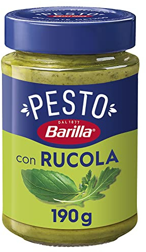 Barilla Pesto Basilico e Rucola 12x190g | Glutenfreie Italienische Pasta-Sauce mit Basilikum und Rucola, Nudel-Soße, grünes Pesto
