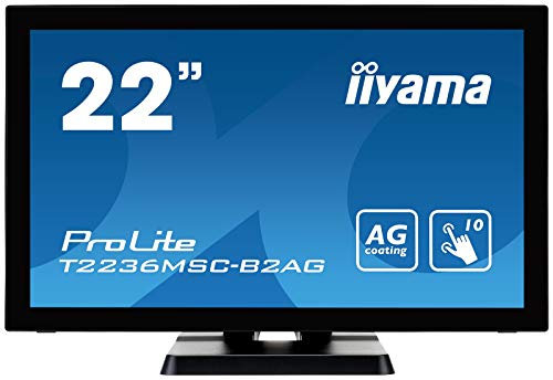 iiyama ProLite T2236MSC-B2AG 55 cm (21,5) AMVA LED-Monitor Full-HD 10 Punkt Multitouch kapazitiv (VGA, DVI, HDMI, USB3.0) Anti Glare Beschichtung, schwarz