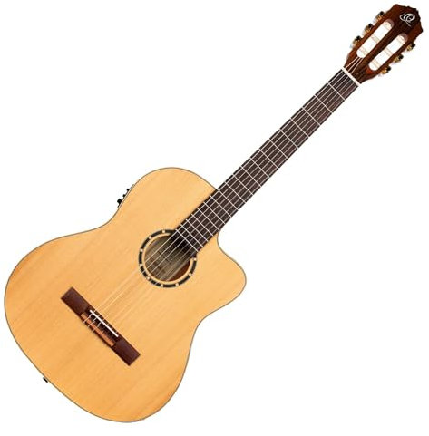 Ortega Guitars Konzert Gitarre Elektro-Akustisch – 4/4, Slim Neck – Family Series Pro – Inklusive Gig Bag – Massive Kanadische Rotzeder, Mahagoni, Natur (RCE131SN)