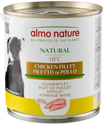 Almo Nature HFC Natural - Nassnahrung für Hunde mit Hühnerfilet ursprünglich Lebensmittelqualität und Werden jetzt für Hundenahrung erwendet.