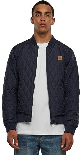 Urban Classics Diamond Quilt Nylon Jacket Giacca, BK/LGR, S Uomo