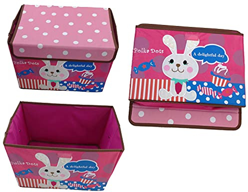 GMMH Design Spielzeugbox Hase rosa 38 cm x 26 cm x 27 cm Aufbewahrungsbox Spielzeugkiste Aufbewahrungstonne Kindermöbel (Hase rosa)