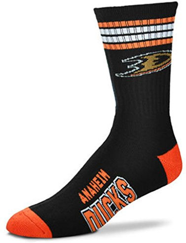 For Bare Feet Herren NHL 4 Stripe Deuce Crew Socken, Herren, Anaheim Ducks, Large (10-13)