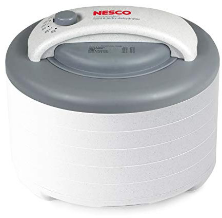 Nesco FD-61WHCK Snackmaster Encore Food Dehydrator with Jerky Gun for Large Snacks and Jerky, 6 Trays, Grey