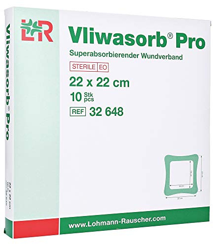 VLIWASORB Pro suberabsorb.Komp.steril 22x22 cm 10 Stück