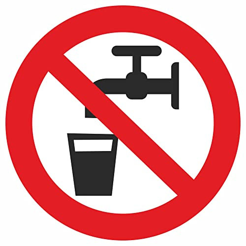 Indigos UG Aufkleber Kein Trinkwasser Verbotsschild, Größe 40mm 6 Stück - selbstklebender Sicherheits Aufkleber für Tür oder Wand - Warnschild für Gebäude, Hotel, Büro, Firma, Haus, Praxis