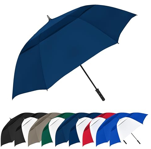 The Vented Tornado, 162,6 cm großer, übergroßer, winddichter und automatischer offener Golfschirm, strapazierfähig, Dicke Fiberglas-Rippen, wasserdicht, Windschlitz, tragbar, für 2 Personen,