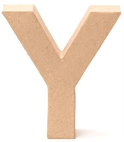 Papp-Buchstabe Y 17,5x5,5cm Pappartikel Pappart Bemalen Basteln Dekorieren Braun Pappmaché